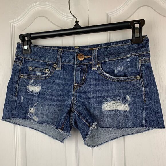 American Eagle Distressed Jean Shorts - Picture 1 of 4